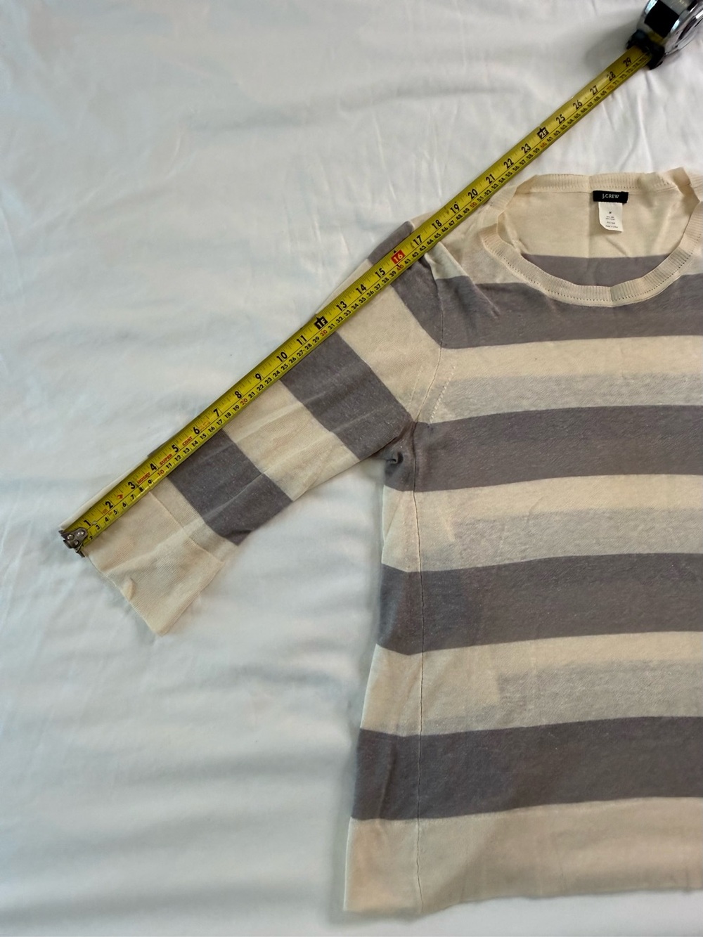J.Crew Silk Linen Stripe Sweater M Quiet Luxury Coastal Classic - Picture 9 of 10